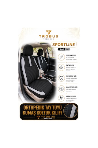 Hyundai Elantra 2011 Sonrası Uyumlu Sportline Serisi Siyah Gri Ortopedik Tay Tüyü Koltuk Kılıfı