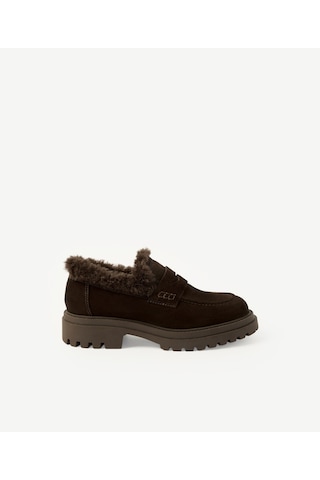 Yargıcı Kalın Tabanlı Süet Kürklü Loafer 26kkay4014x 208 Kahverengi
