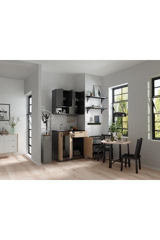 Antrasit Gövde -ahşap Detaylı Mutfak Dolabı Alt -üst Modül