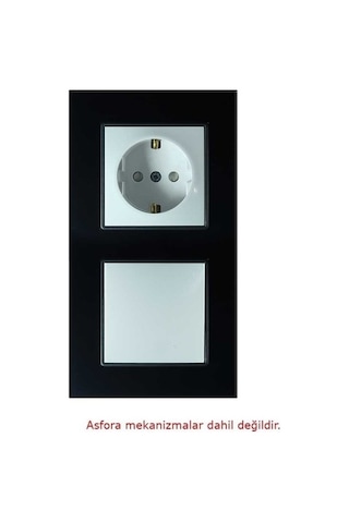 Arvehu Asfir Schneider Asfora Serisine Özel Ikili Parlak Siyah Pleksiglas Dikey Anahtar Priz Çerçevesi