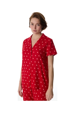 Penti Kırmızı Tiny Hearts Gömlek Pantolon Pijama Takımı Rd11