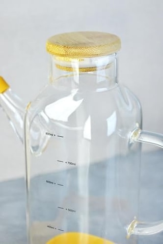 800 Ml Bambu Kapaklı Borosilikat Cam Kare Yağlık Diğer