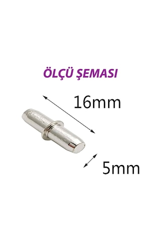 Metal Halkalı Raf Pimi Cam Ahşap Metal Raf Tutucu Çivisi Mobilya Dolap Pimi 50 Adet