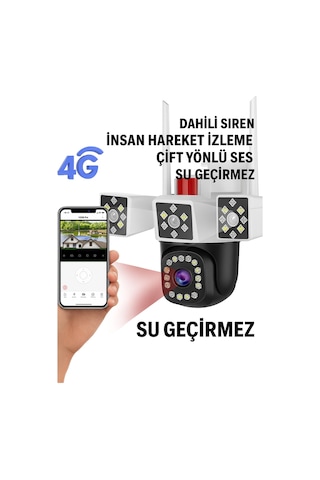 12mp Uc Lensli Cift Ekranli Guvenlik Kamerasi - Depo, Yazlik Ve Ev Icin Akilli Cozum Wifi'li Kamera 3 Kameralı