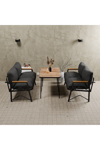 Mb Garden Furnıture Simetri Model, Balkon, Mutfak, Bahçe,cafe,metal Koltuk Takımı,bahçe Takımı,çay Seti, 2+2 Takım+masa Antrasit Gri