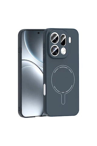 Find X9 Pro Kılıf M-safe Şarj Özellikli Kamera Korumalı Zore Elio Sert Pc Kapak - Lacivert