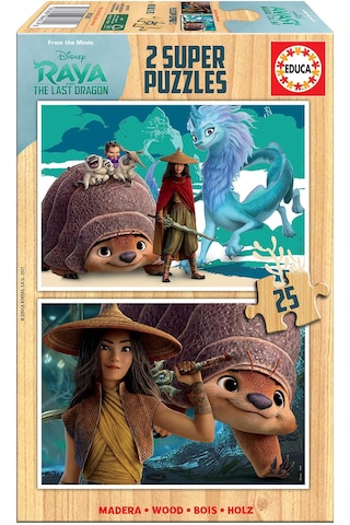 Educa 2x25 Parça Disney Raya Ahşap Puzzle 1