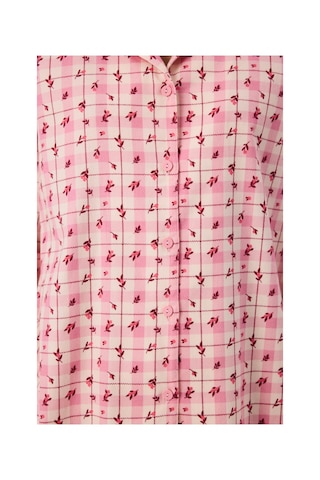 Penti Açık Pembe Floral Garden Ekoseli Uzun Kollu Gömlek Pantolon Pijama Takımı Soft Pınk