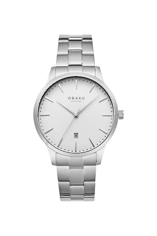 Obaku Denmark V247xdcısc Quartz Çelik Gri Beyaz Kadran Safir Cam 42 Mm Erkek Kol Saati Gri