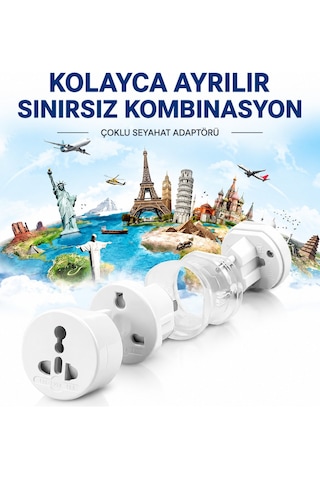 Universal Seyahat Adaptörü Dünya Priz Dönüştürücü 150+ Ülke Uyumlu Eu Us Uk Aus Kompakt Uluslararası Fiş Adaptörü