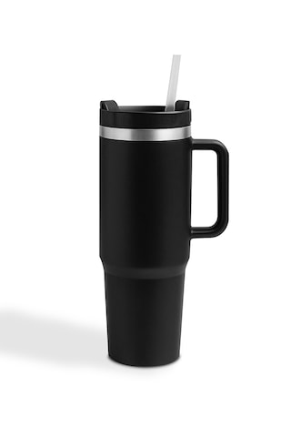 Siyah Paslanmaz Çelik Termos Pipetli 1200ml Siyah