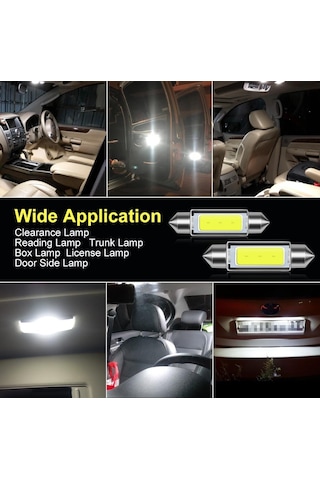 1 Adet C5w C10w Led Ampul Canbus 31mm 36mm 39mm 41mm Festoon Cob Led Araba İç Işık Kubbe Okuma Plaka Lambası 12 V Otomatik 6000 K Beyaz 41mm