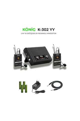 König K-302yy Kablosuz Yaka Mikrofon Çift Yaka Uhf Mikrofon Seti - 8697314964347