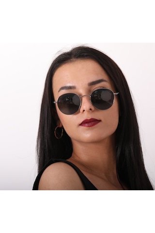 Esrada Gümüş Yuvarlak Kadın Güneş Gözlüğü 4003 08