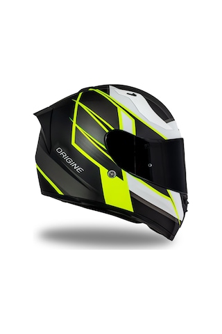 Strada Competition Beyaz-sarı-siyah Kask Güneş Vizörlü C1 Gri