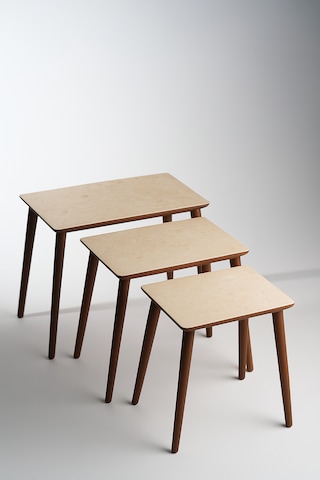 Eg Home İstanbul 3'lü Zigon Sehpa %100 Mdf Traverten