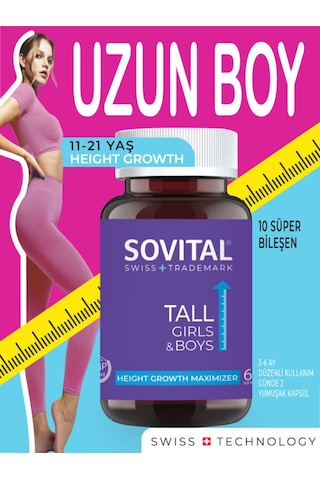 SOVİTAL Tall Uzun Boy 11-21 Yaş, 60 Adet Softgel 8682851193036