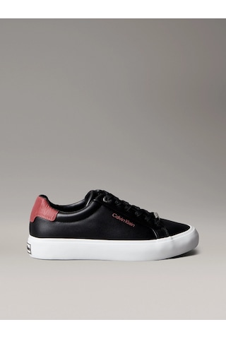 Calvin Klein Vulc Bağcıklı Deri Ve Hareli Kadın Siyah Sneaker Hw0hw02747-0gk Siyah