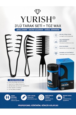 Toz Wax Set Mucizevi Saç Şekillendirici Tarak Seti Ve Toz Saç Waxı Profesyonel Saç Seti