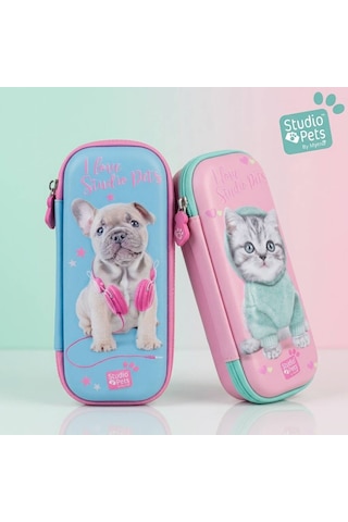 Bakgelal Studio Pets 3d Kabartmalı Kalem Kutusu Kedi Köpek Desenli Fermuarlı Okul Kalemliği Küçük - 9026034791777 Açık Mavi