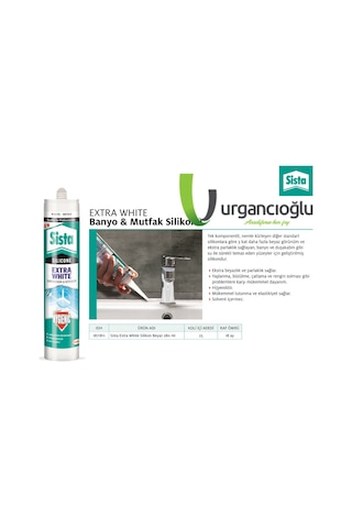 Sista Extra White Banyo - Duşakabin Silikonu 280 ML Beyaz