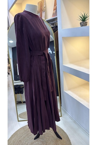 Misswhence 39842 Cupro Elbise Bordo