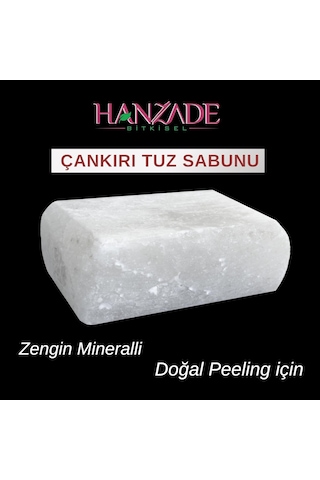 Hanzade Bitkisel Çankırı Tuz Sabunu 300-350 Gr Zengin Mineralli Doğal Saf Çankırı Kaya Tuzu Sabunu Sku: Smg8690010426734 Acı Badem