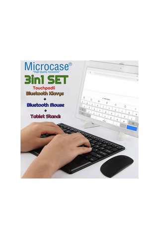 Microcase Apple İpad Pro 13 2025 İçin Bluetooth Touchpad Klavye Tr Sticker +bluetooth Mouse+tablet Standı- Al2766 Lazer