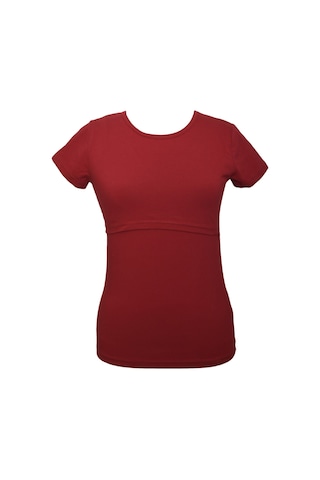 Luvmabelly Maternity 2501 2516 Pamuklu Lohusa Emzirme Tshirt 9 Renk Mevcut -bordo