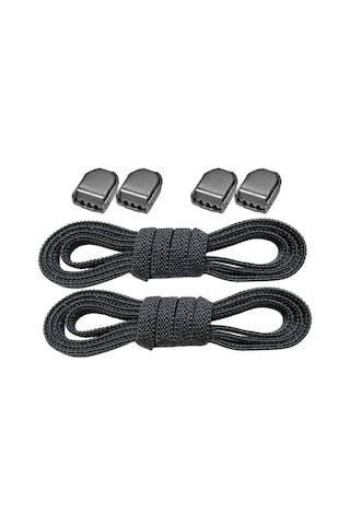 Akıllı Kilitli Ayarlanabilir Siyah 6 Mm Lastik Pratik Bağcık 1 Çift Siyah