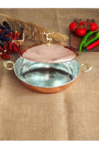 Modabakır Bakır Kapaklı Tava 24 Cm Model:556589e Bakır