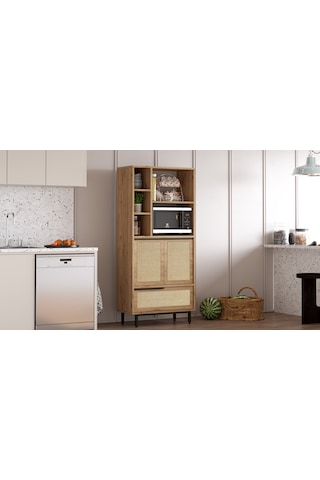 Lidya Mutfak Kiler Dolabı 3 Kapaklı Raflı Metal Ayak On9a-su