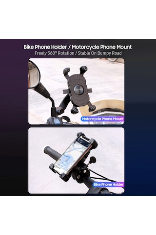 Fosenze Motorsiklet Telefon Tutucu, Otomatik Kilitleme, 360 Dönebilen, Sağlam Ve Safer, Sürüş Navigasyonu İçin Evrensel Atv/bisiklet/ Motorsiklet Direksiyon Tutucu