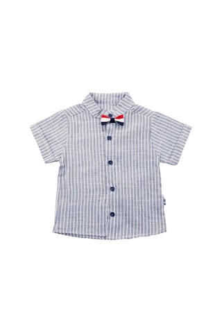 Papyonlu Çizgili Gömlekli Takım Lacivert Bipamuk 001