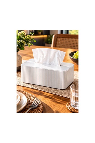 Modern Peçetelik 3d Tasarım Ürünü Yemek Masası Peçetelik Beyaz Beyaz