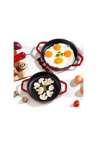 Schafer Guss Chef Döküm Sahan Çift Kulplu 19cm 1 Parça Kırmızı