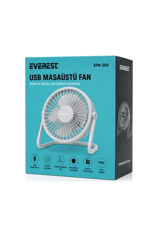Usb Şarjlı - Pvc Gövde 14.5x14.1cm Masa Üstü Fan - Vantilatör Efn-505 5705