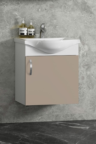 Yıldız 45 Cm Beyaz-selenit Mdf Seramik Lavabolu Asma Banyo Alt Dolabı