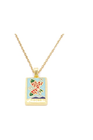 Çelik Kolye, Altın Kaplama Balık Burcu Kadın Kolye K-133 Altın