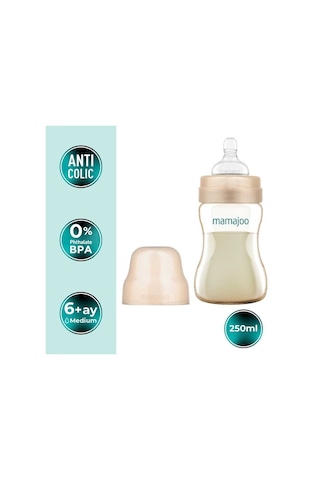 Mamajoo Gold Plus Anti-kolik Biberon 250 Ml, 6 Ay+, Orta Akışlı, Pes Materyal, 2li Paket