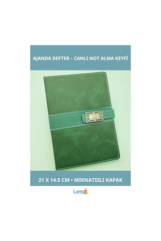 Şık Yeşil Renk Tarihsiz Ajanda Defter A5 Boyut Çok Renkli