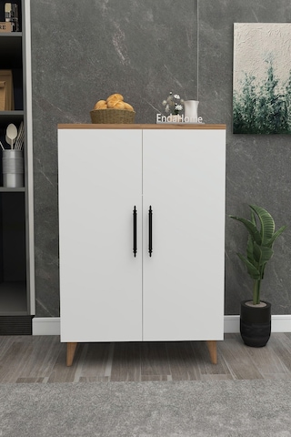 Pegasus 3 Raflı 2 Kapaklı Çok Amaçlı Dolap Mutfak Banyo Balkon Erzak Killer Dolabı Çam-beyaz