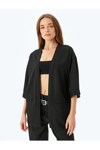 Koton Kalça Boy 3/4 Kollu Kimono Siyah 5sak50050pw Siyah
