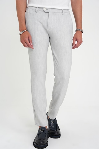 Efor Comfort Fit Beli Lastikli Balıksırtı Desen Açık Gri Pantolon P 1175 A.Gri