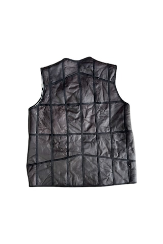 Patchwork Içi Kürk-Dışı Süet Hakiki Deri Acı Kahverengi Yelek