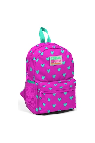 Coral High Kids Pembe Kalp Desenli İki Bölmeli Yuva Sırt Çantası