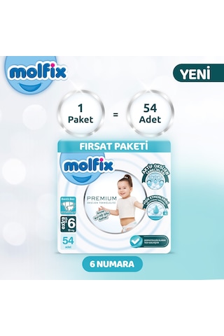 Molfix Premium Ultra Fırsat Paketi 6 Beden 54 Adet 6 Numara