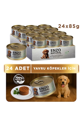 Natural Kuzu Etli Yavru Yaş Köpek Maması 85 Gr X24