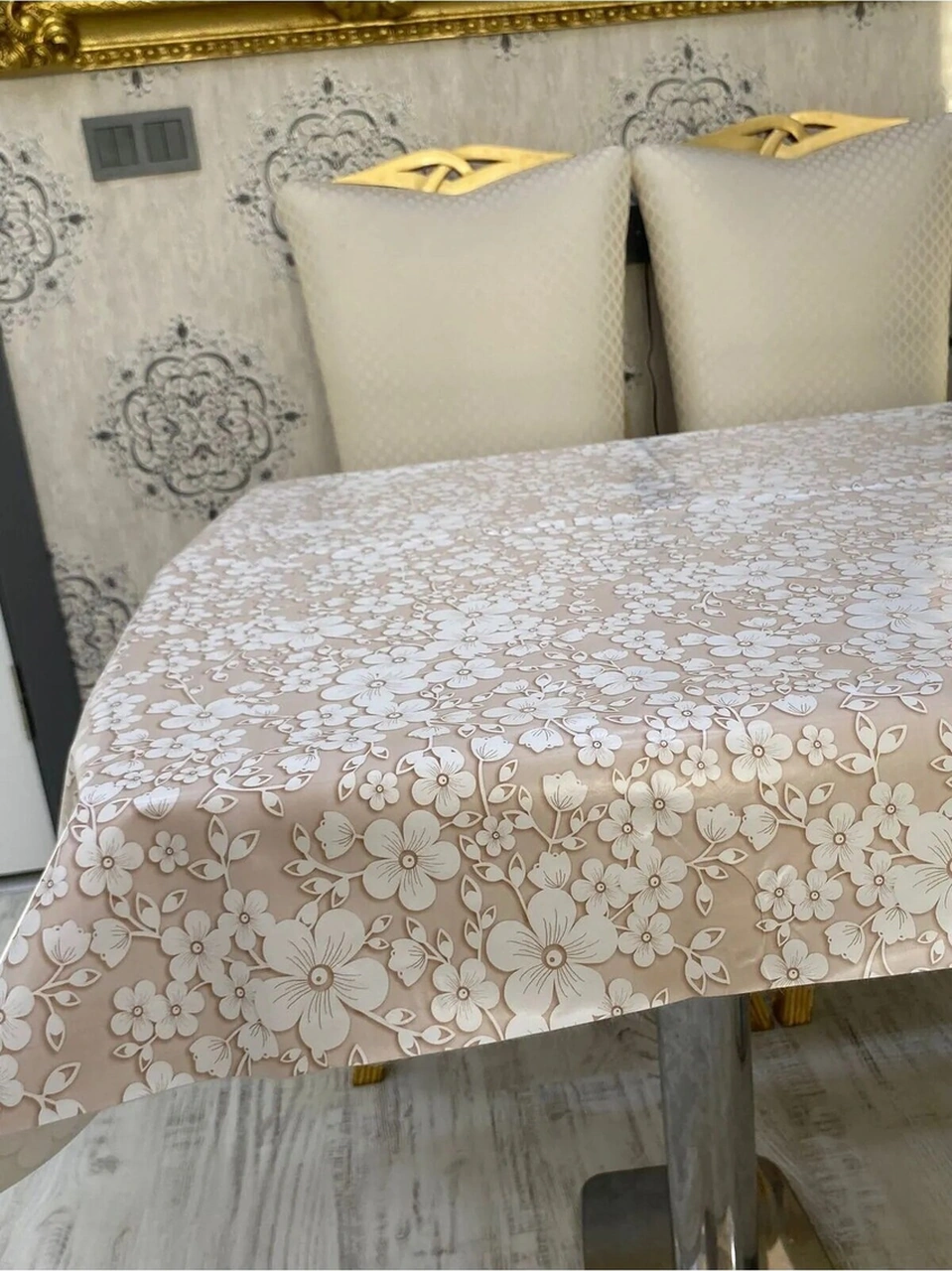 Rona Home Pvc Kaymaz Elyaf Tabanlı Silinebilir Masa Örtüsü Su Geçirmez Muşamba Sofra Bezi Tüm Çeşitler Kahve Beyaz