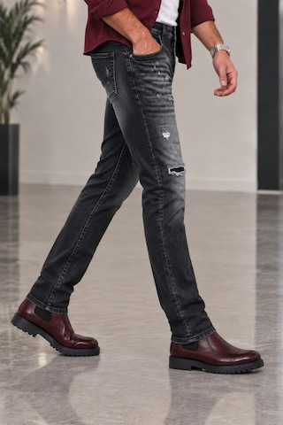 Cedy Denim Cedy Denım Erkek Slim Fit Esnek Likralı Kot Pantolon Vintage Yıkamalı Yırtık Detaylı Dar Paça Jean Ct1210-siyah